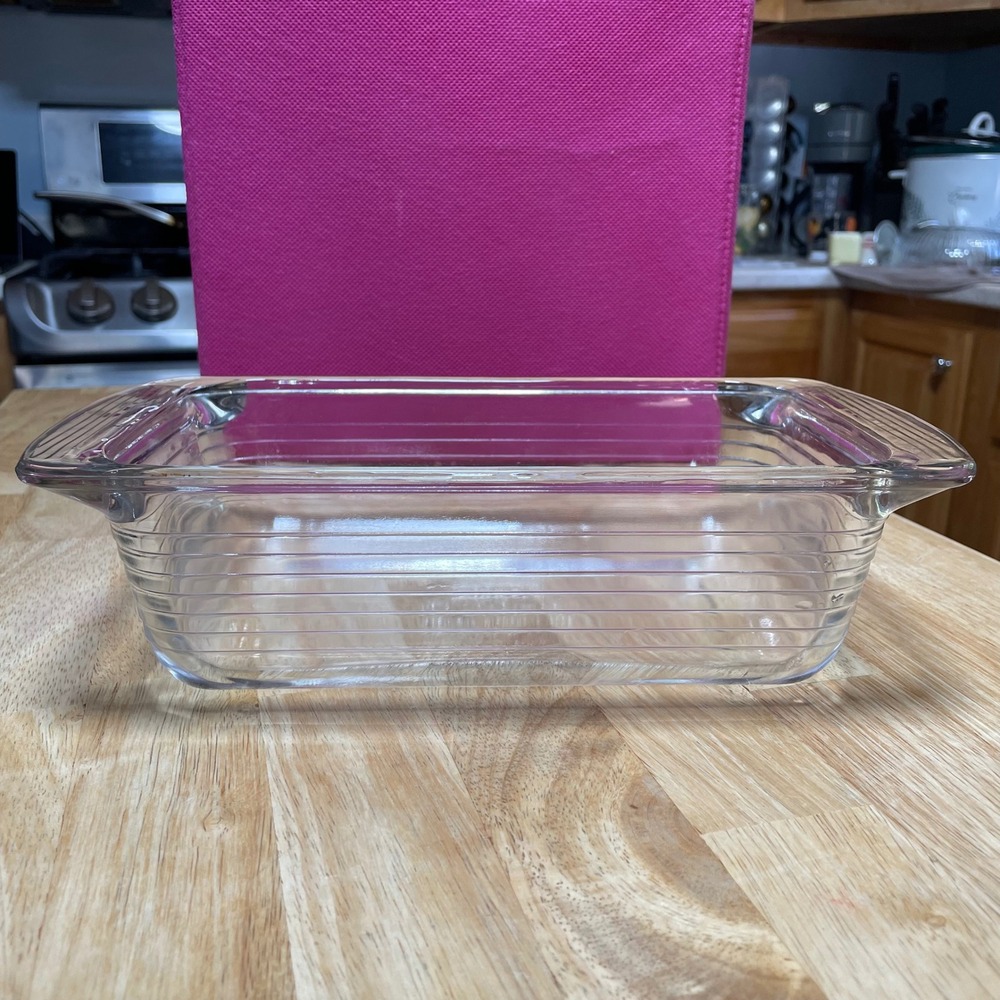 Vintage Libbey Glass Baking Dish Clear Ribbed Design 1.5 Quart Oven Micro Safe